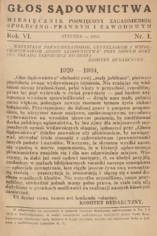 Głos Sądownictwa : miesięcznik poświęcony zagadnieniom społeczno-prawnym i zawodowym. 1934, nr 1