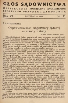 Głos Sądownictwa : miesięcznik poświęcony zagadnieniom społeczno-prawnym i zawodowym. 1934, nr 11