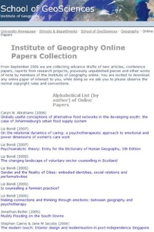 Institute of Geography Online Papers Collection