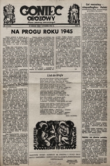 Goniec Obozowy : pismo żołnierzy internowanych. 1945, nr 1