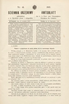 Dziennik Urzędowy Galicyjskiej c. k. Dyrekcyi Poczt i Telegrafów. 1915, nr 41