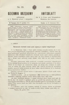 Dziennik Urzędowy Galicyjskiej c. k. Dyrekcyi Poczt i Telegrafów. 1915, nr 55
