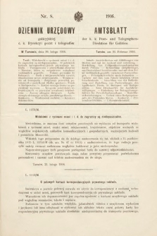 Dziennik Urzędowy Galicyjskiej c. k. Dyrekcyi Poczt i Telegrafów. 1916, nr 8