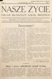 Nasze Życie : organ młodzieży szkół średnich. 1930, nr 1