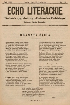 Echo Literackie : dodatek tygodniowy „Dziennika Polskiego”. 1898, nr 15