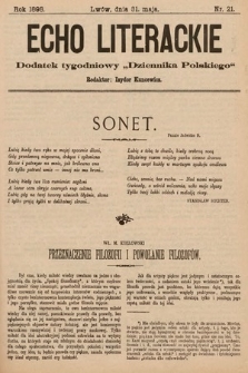 Echo Literackie : dodatek tygodniowy „Dziennika Polskiego”. 1898, nr 21