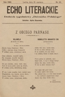 Echo Literackie : dodatek tygodniowy „Dziennika Polskiego”. 1898, nr 23