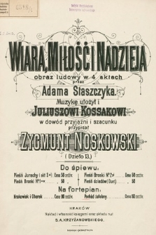 Wiara, Miłość i Nadzieja : obraz ludowy w 4 aktach przez Adama Staszczyka : na fortepian : Dzieło 13. Pochód żałobny