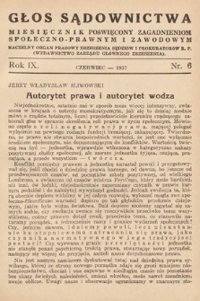 Głos Sądownictwa : miesięcznik poświęcony zagadnieniom społeczno-prawnym i zawodowym. 1937, nr 6