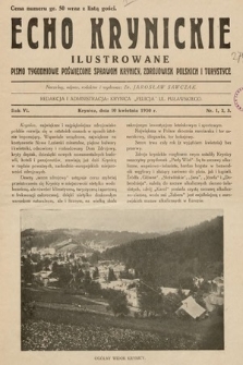 Echo Krynickie : pismo tygodniowe poświęcone sprawom Krynicy, zdrojowisk polskich i turystyce. 1930, nr 1-3