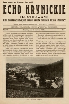 Echo Krynickie : pismo tygodniowe poświęcone sprawom Krynicy, zdrojowisk polskich i turystyce. 1930, nr 4