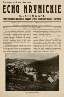 Echo Krynickie : pismo tygodniowe poświęcone sprawom Krynicy, zdrojowisk polskich i turystyce. 1930, nr 5-7