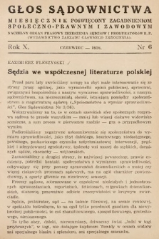 Głos Sądownictwa : miesięcznik poświęcony zagadnieniom społeczno-prawnym i zawodowym. 1938, nr 6