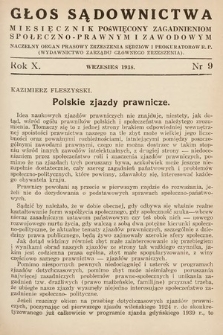 Głos Sądownictwa : miesięcznik poświęcony zagadnieniom społeczno-prawnym i zawodowym. 1938, nr 9