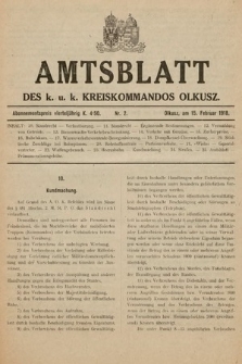 Amtsblatt des k. u. k. Kreiskommandos Olkusz. 1918, nr 2