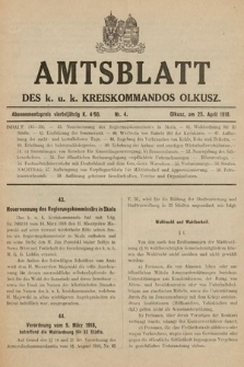 Amtsblatt des k. u. k. Kreiskommandos Olkusz. 1918, nr 4