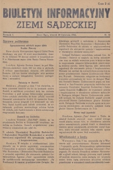 Biuletyn Informacyjny Ziemi Sądeckiej. 1945, nr 32