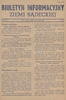 Biuletyn Informacyjny Ziemi Sądeckiej. 1945, nr 33