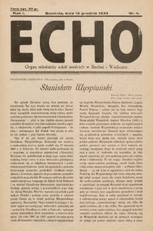 Echo : organ młodzieży szkół średnich w Bochni i Wieliczce. 1934, nr 4