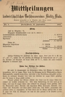 Mitteilungen des Landwirtschaftlichen Vorschussvereins Bielitz-Biala. 1895, nr 4