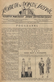Kobieta w Domu i Salonie : Gazeta Poranna swoim czytelniczkom. 1925, nr 4