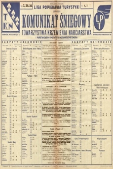 Komunikat Śniegowy Towarzystwa Krzewienia Narciarstwa i Państwowego Instytutu Meteorologicznego : Liga Popierania Turystyki. 1938, nr 1