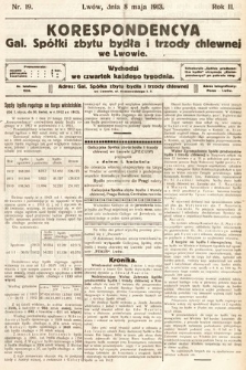 Korespondencja Galicyjskiej Spółki Zbytu Bydła i Trzody Chlewnej we Lwowie. 1913, nr 19