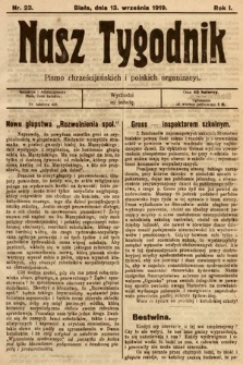 Nasz Tygodnik : pismo chrześcijańskich i polskich organizacyi. 1919, nr 23