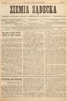 Ziemia Sądecka : tygodnik poświęcony sprawom politycznym, społecznym i ekonomicznym. 1913, nr 22