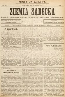 Ziemia Sądecka : tygodnik poświęcony sprawom politycznym, społecznym i ekonomicznym. 1913, nr 34