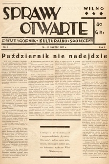 Sprawy Otwarte : dwutygodnik kulturalno-społeczny. 1937, nr 2