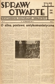 Sprawy Otwarte : dwutygodnik kulturalno-społeczny. 1937, nr 4