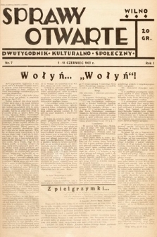 Sprawy Otwarte : dwutygodnik kulturalno-społeczny. 1937, nr 7