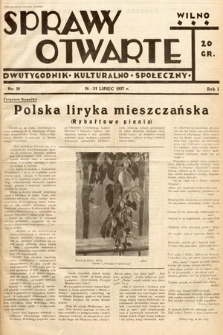 Sprawy Otwarte : dwutygodnik kulturalno-społeczny. 1937, nr 10