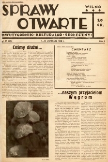 Sprawy Otwarte : dwutygodnik kulturalno-społeczny. 1938, nr 21