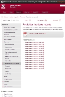 Pesticide incidents reports