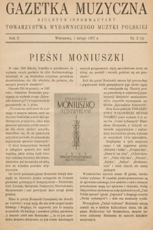 Gazetka Muzyczna : biuletyn Towarzystwa Wydawniczego Muzyki Polskiej. 1937, nr 2