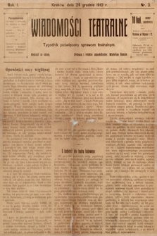 Wiadomości Teatralne : tygodnik poświęcony sprawom teatralnym. 1910, nr 3