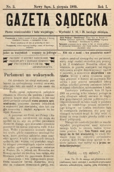 Gazeta Sądecka : pismo mieszczańskie i ludu wiejskiego. 1909, nr 3