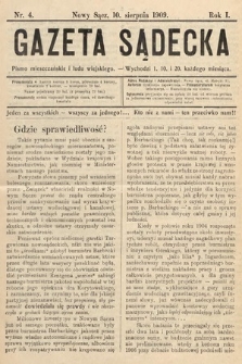 Gazeta Sądecka : pismo mieszczańskie i ludu wiejskiego. 1909, nr 4