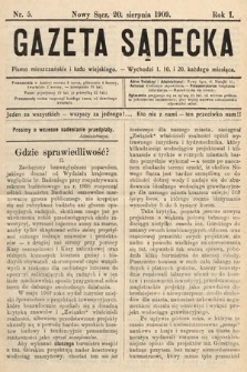 Gazeta Sądecka : pismo mieszczańskie i ludu wiejskiego. 1909, nr 5
