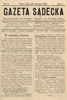 Gazeta Sądecka : pismo mieszczańskie i ludu wiejskiego. 1909, nr 8