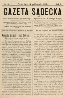 Gazeta Sądecka : pismo mieszczańskie i ludu wiejskiego. 1909, nr 10