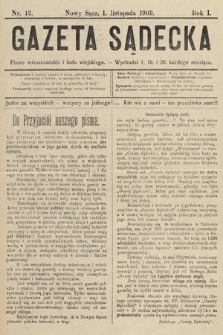 Gazeta Sądecka : pismo mieszczańskie i ludu wiejskiego. 1909, nr 12