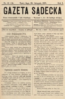 Gazeta Sądecka : pismo mieszczańskie i ludu wiejskiego. 1909, nr 13