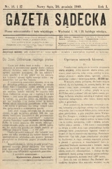 Gazeta Sądecka : pismo mieszczańskie i ludu wiejskiego. 1909, nr 16