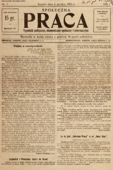 Praca Społeczna : tygodnik polityczny, ekonomiczno-społeczny i informacyjny. 1925, nr 3