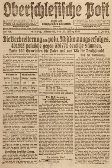 Oberschlesische Post : organ der Oberschlesischen Volkspartei. 1921, nr 68