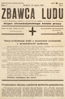 Zbawca Ludu : organ chrześcijańskiego świata pracy. 1937, nr 1