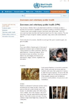 World Health Organization : zoonoses and veterinary public health